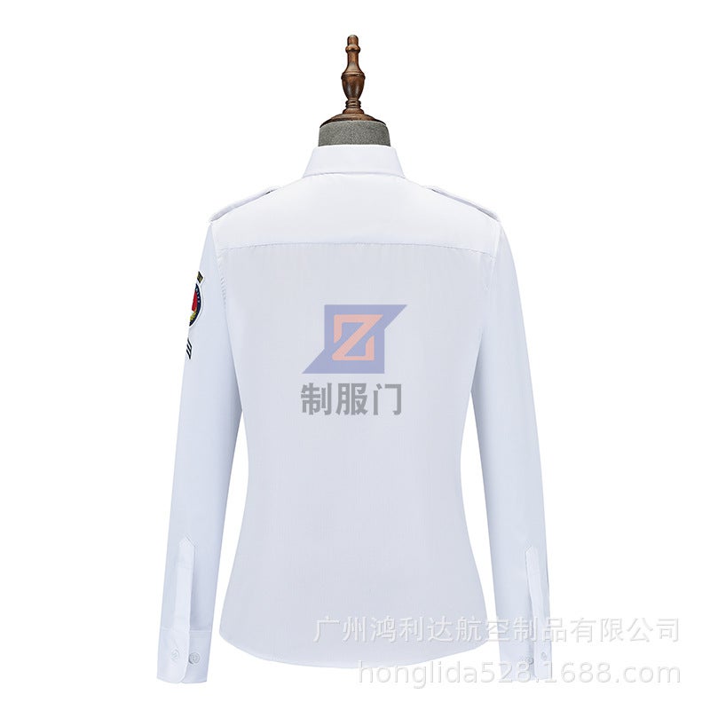 Airport 10 Security Check White Long-Sleeved Shirt Jacket Shirt Aviation Training Trainees Security Check - Image 3