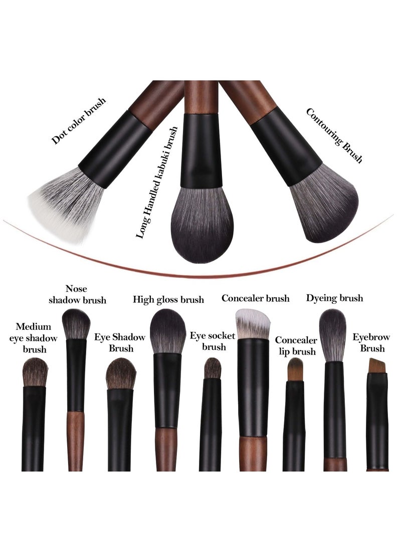 FLYROAD Travel Makeup Brush Set, 12 pcs Mini Makeup Brushes for Foundation, Powder, Eyeshadow, Highlight, Contour, Blush & Concealer, Small Makeup Brush Set Purse Size with Case - Image 4