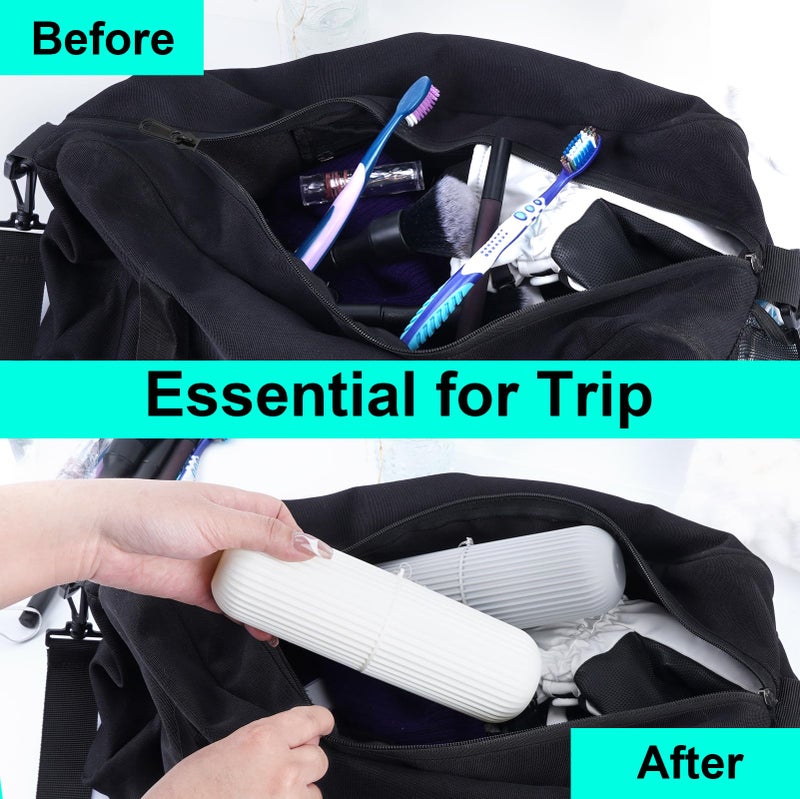 UCEC Toothbrush Case for Traveling, Portable Toothbrush Holders Travel Case, 7.7" x 2.36" x 2.36" Toothbrush Holders for Soft Toothbrush Up To 7.4 inch, 2 Pack (Grey, White) - Image 5