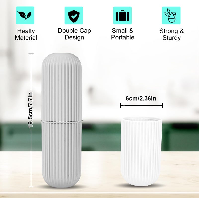 UCEC Toothbrush Case for Traveling, Portable Toothbrush Holders Travel Case, 7.7" x 2.36" x 2.36" Toothbrush Holders for Soft Toothbrush Up To 7.4 inch, 2 Pack (Grey, White) - Image 4