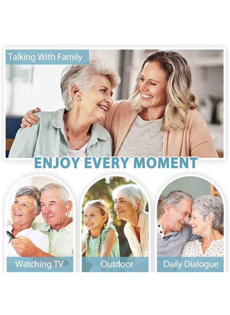 رات سو - سماعات الأذن للمسنين قابلة للشحن مع إلغاء الضوضاء، مكبر الصوت مع تحكم في الصوت قابل للتعديل، لا يحدث صوت مزعج، زوج من أجهزة المساعدة السمعية مع صندوق شحن بلون بيج فاتح. - Image 1