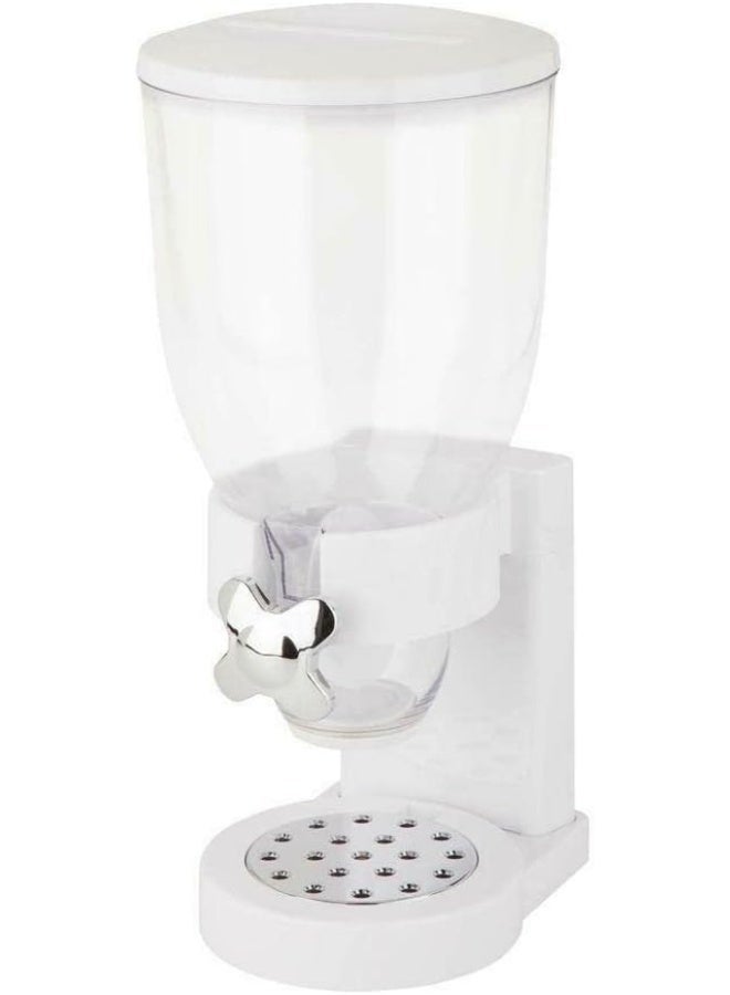 علبة طعام جاف كلاسيكية بموزع حبوب، حاوية تخزين للتحكم في موزع الطعام الجاف، رائعة لرقائق الذرة والحلوى والمكسرات والفاصوليا والجرانولا - موزع تخزين المطبخ، (أبيض، فردي) - Image 3