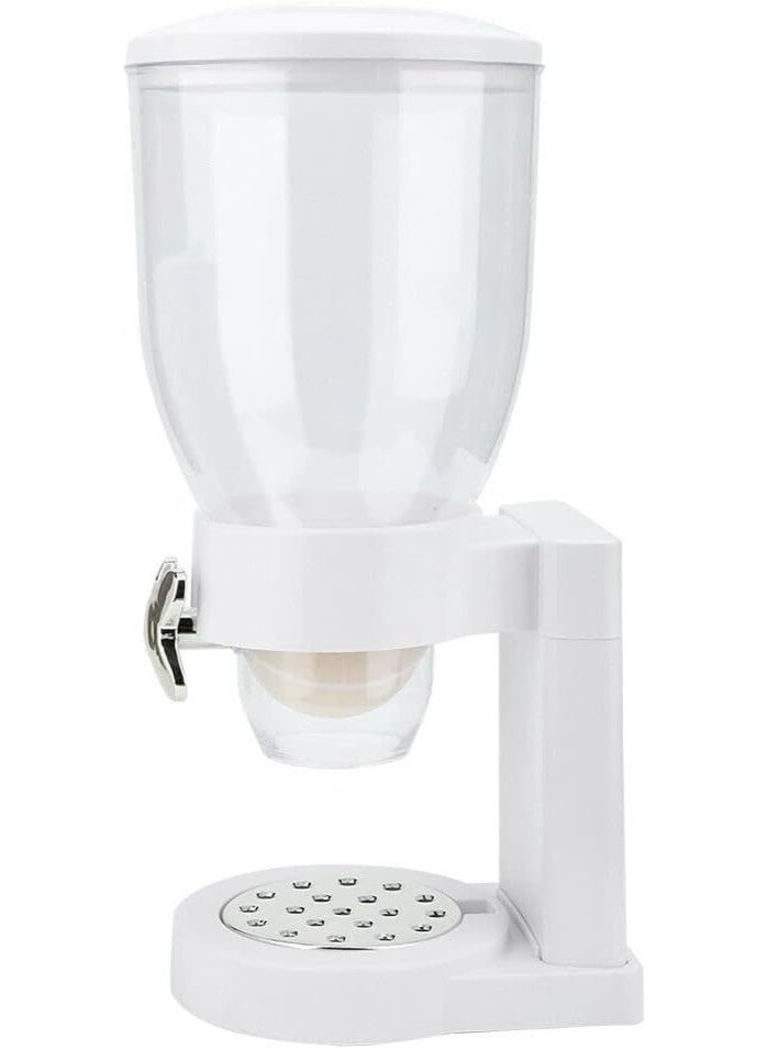 علبة طعام جاف كلاسيكية بموزع حبوب، حاوية تخزين للتحكم في موزع الطعام الجاف، رائعة لرقائق الذرة والحلوى والمكسرات والفاصوليا والجرانولا - موزع تخزين المطبخ، (أبيض، فردي) - Image 5