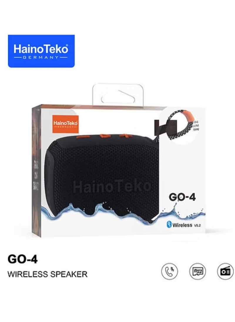 Haino Teko GO 4 Portable Mini Bluetooth Wireless Speaker for Indoor and Outdoor – Compact,  Powerful Sound, IPX6 Water-Resistant, 10-Hour Battery Life, Hands-Free Calling, Sleek Black Design  - Image 2