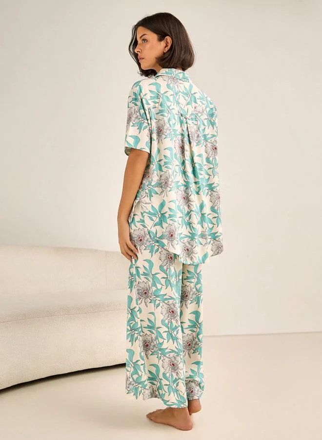 Aadaraya  Aadaraya Pyjama Set Button-Down Shirt & Trousers for Women | Best Price UAE