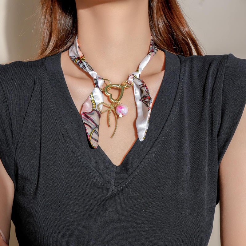 MIFYNN Silk Scarf Necklace for Woman Trendy Boho Scarf Necklace with Charm Western Country Cowgirl Cowboy Jewelry Gift - Image 3