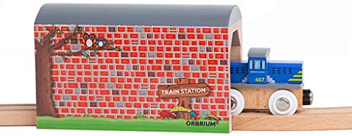 Orbrium Wooden Train Track Accessories Large Wooden Train Tunnel Track Solid Wood Compatible with Thomas The Tank Brio Mellisa and Doug IKEA Railways STEM Toys for Kids Toddlers - Image 1