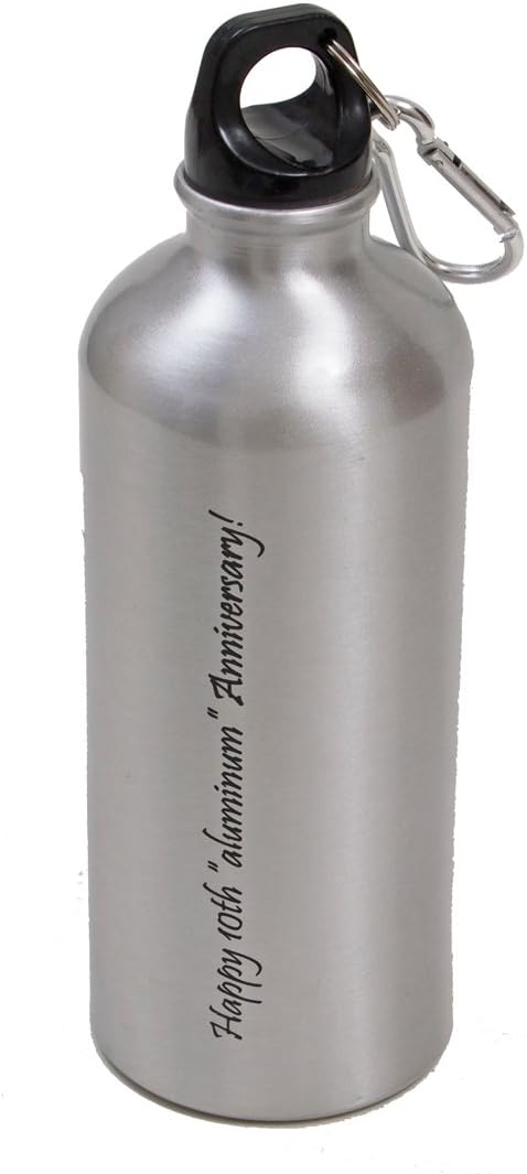 JustPaperRoses Happy 10th Aluminum Wedding Anniversary Water Bottle or vase - Image 3