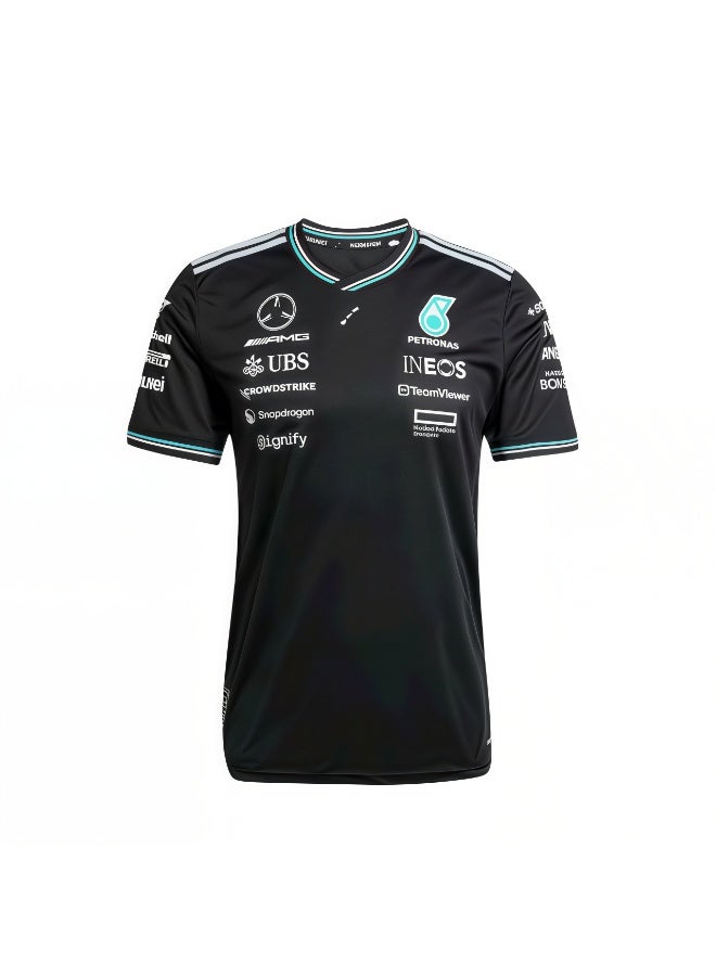 Mercedes-Benz F1 racing suit for men - AMG Mercedes Hamilton team uniform - quick-drying short-sleeved T-shirt - Image 1