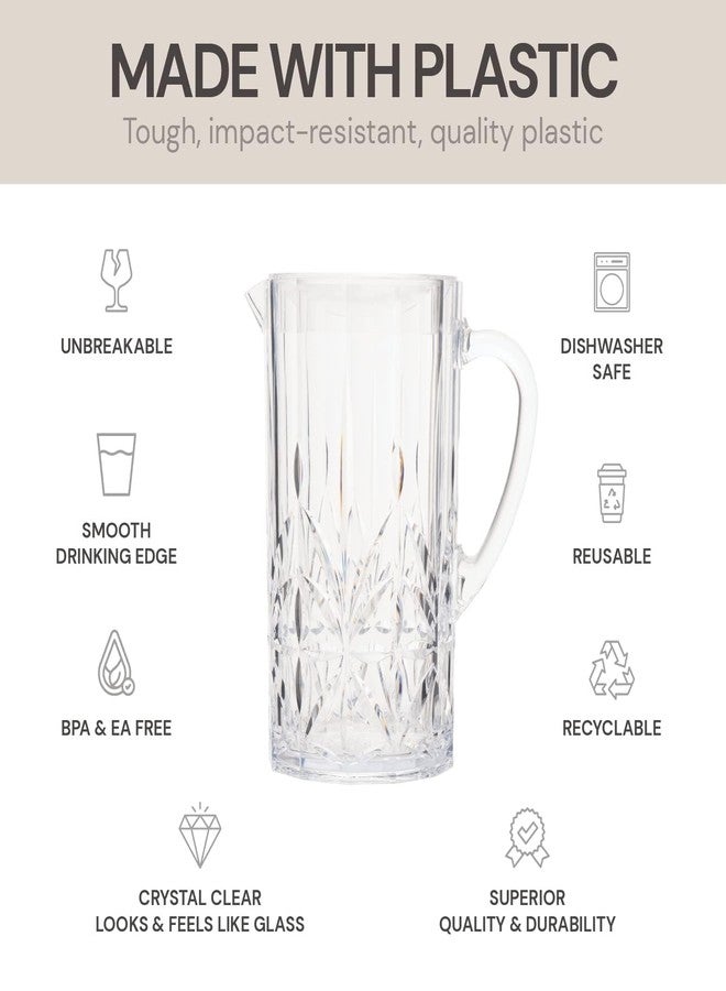 BELLAFORTE Shatterproof Tritan Plastic Water Pitcher with Lid, Myrtle Beach 88oz Unbreakable Drinking Jug for Orange Juice, Iced Tea & Water - Dishwasher Safe - BPA Free - Clear - Image 3