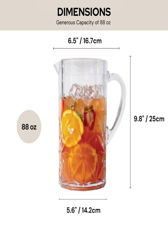 BELLAFORTE Shatterproof Tritan Plastic Water Pitcher with Lid, Myrtle Beach 88oz Unbreakable Drinking Jug for Orange Juice, Iced Tea & Water - Dishwasher Safe - BPA Free - Clear - Image 4