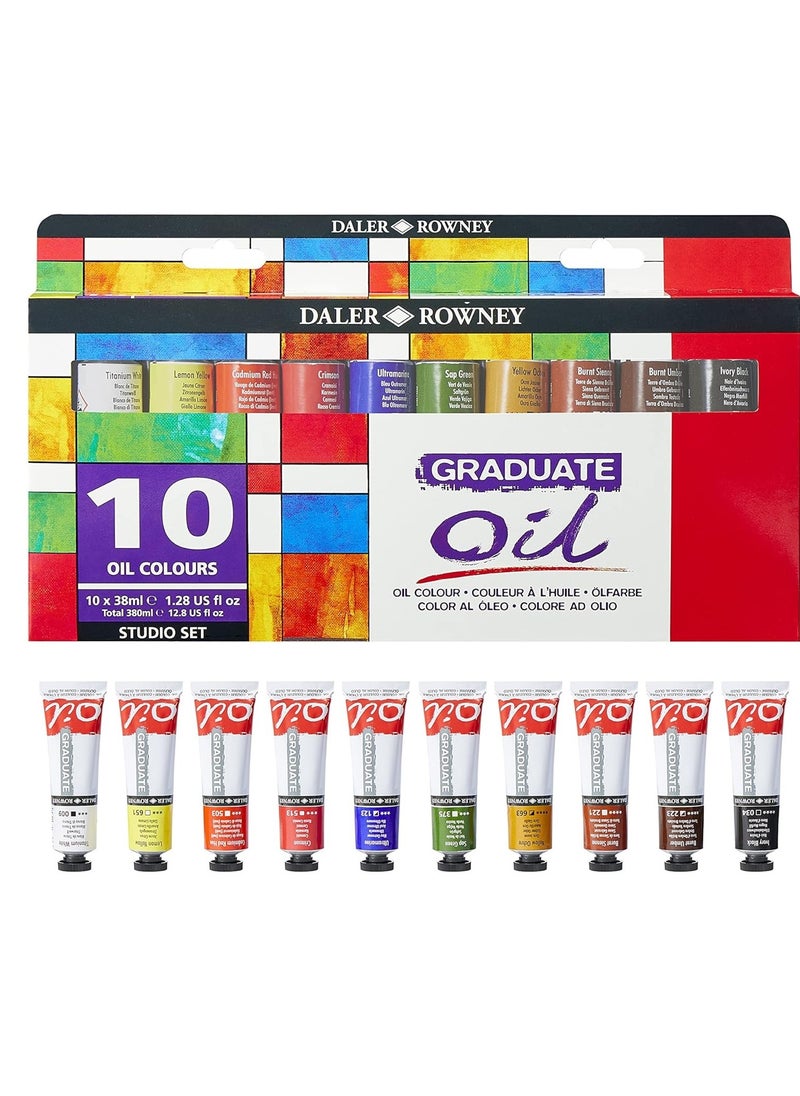 Daler Rowney 10-Piece Graduate Oil Selection Set 38ml Content  - Image 1