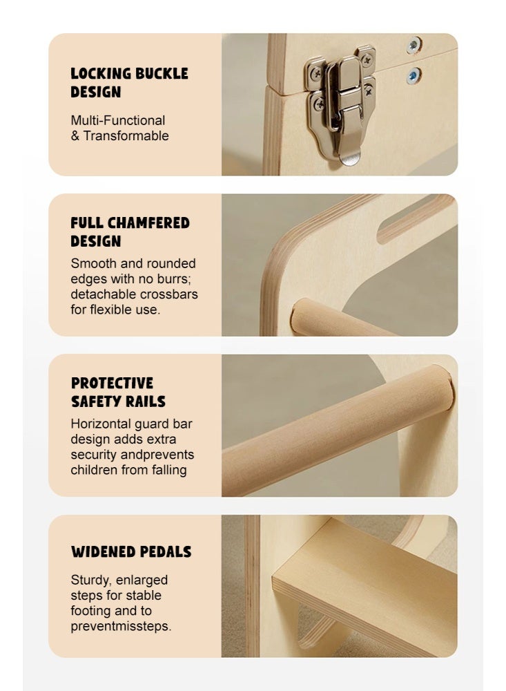 سولاكان SOLERCONM,برج الوقوف للأطفال 4 في 1 – كرسي مساعد خشبي على طراز منتسوري مع سبورة، ومكتب، وكرسي، ودرج للأطفال - Image 4