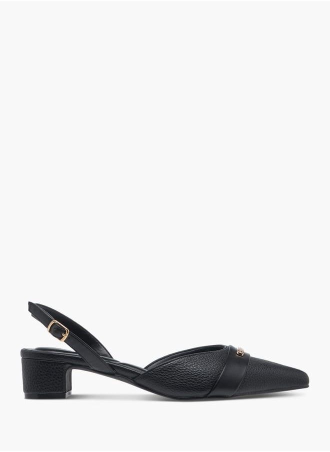 Celeste Women's Textured Mules with Buckle Closure and Block Heel  - Image 3
