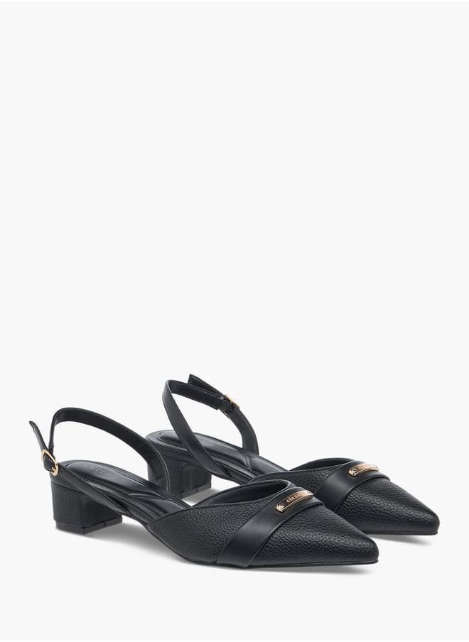 Celeste Women's Textured Mules with Buckle Closure and Block Heel  - Image 1
