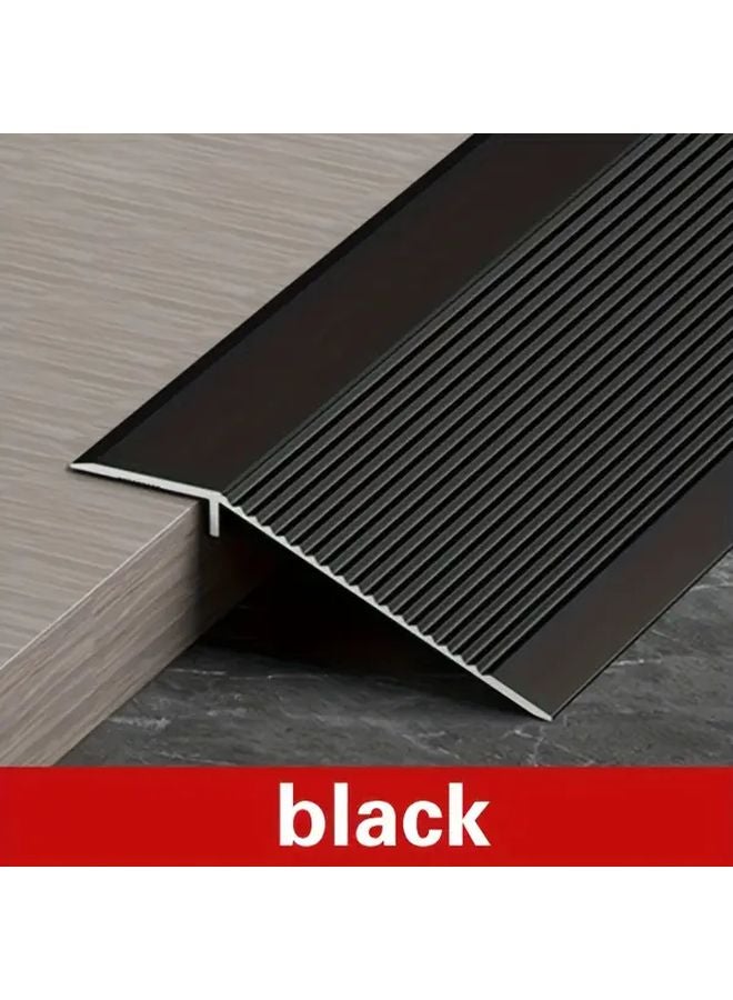Black Aluminum Threshold Ramp 35 Inch Adjustable Height Non Slip For Wheelchair - Image 2