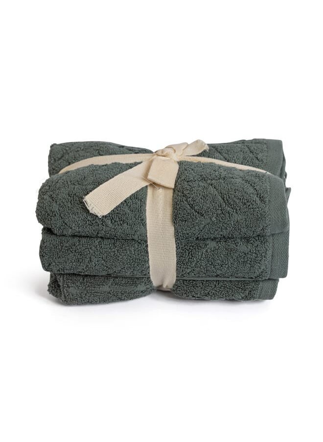 MEHALLA Face Towels Set - Jacquard 3 Piece  40*60 cm - 100% Egyptian Cotton 