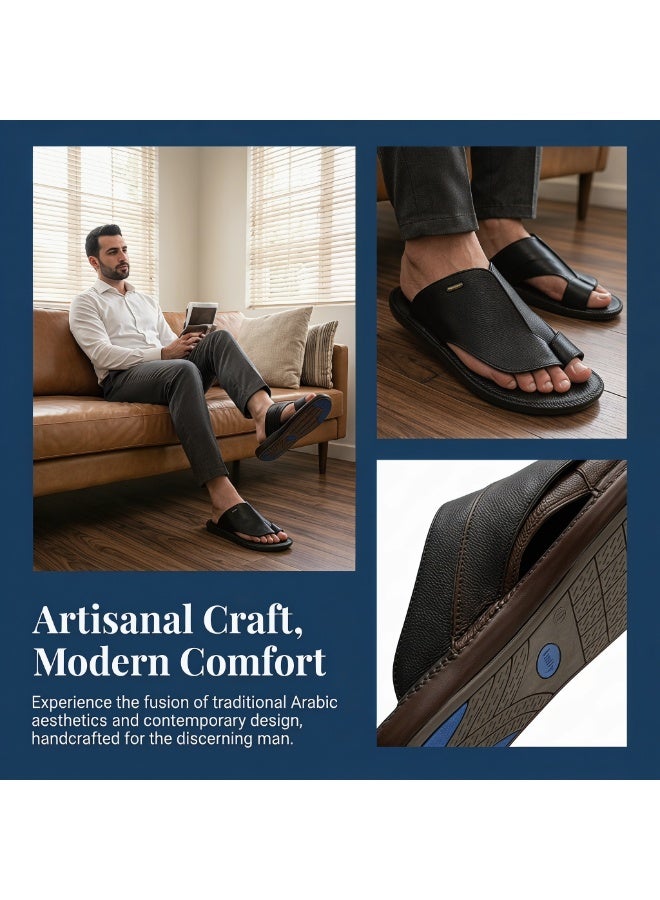 Luxury Men's Leather Slide Sandals Ergonomic Footbed, Unique Exclusive Design by Famous Italian Designer Premium Daily Slippers, Please Order One Size Up - Image 5