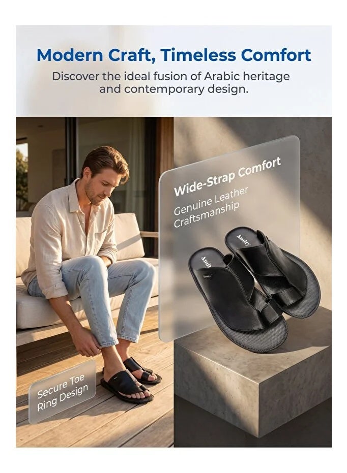 Luxury Men's Leather Slide Sandals Ergonomic Footbed, Unique Exclusive Design by Famous Italian Designer Premium Daily Slippers, Please Order One Size Up - Image 4