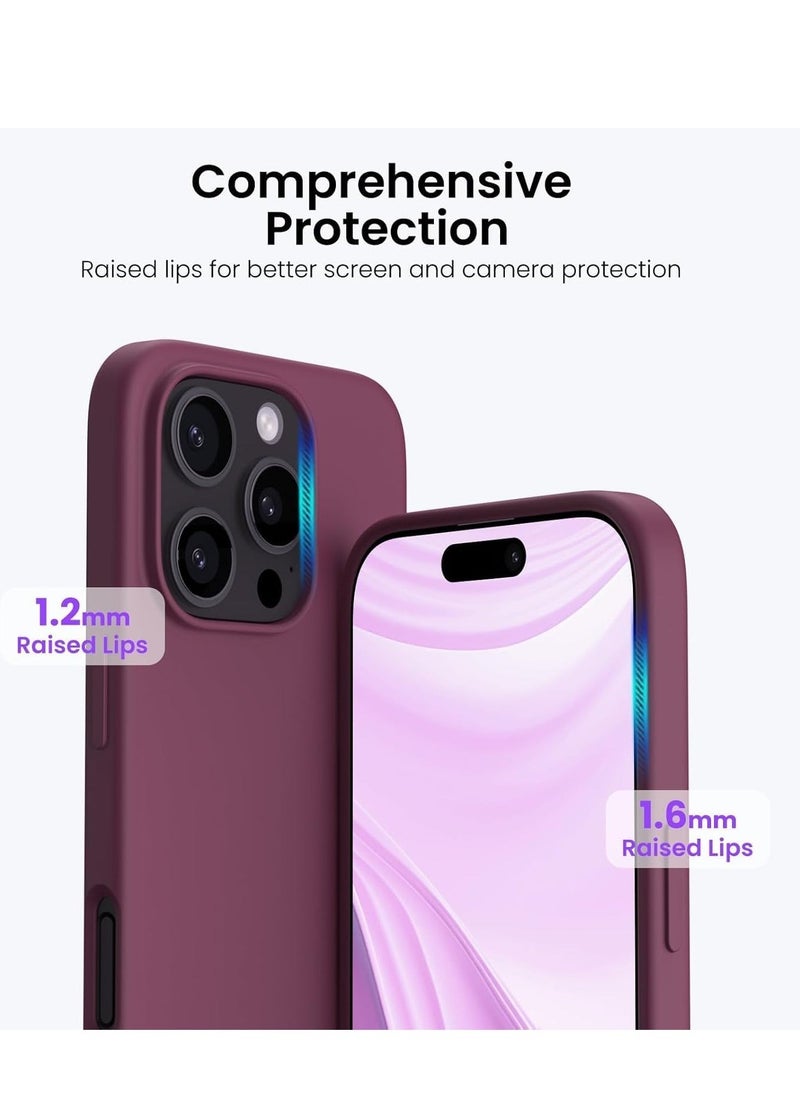 Raxoom iPhone 16 Pro Max Soft Liquid Silicone Gel Case - Full Body Shockproof Protection with Matte Finish & Microfiber Lining (Wine Red) - Image 4