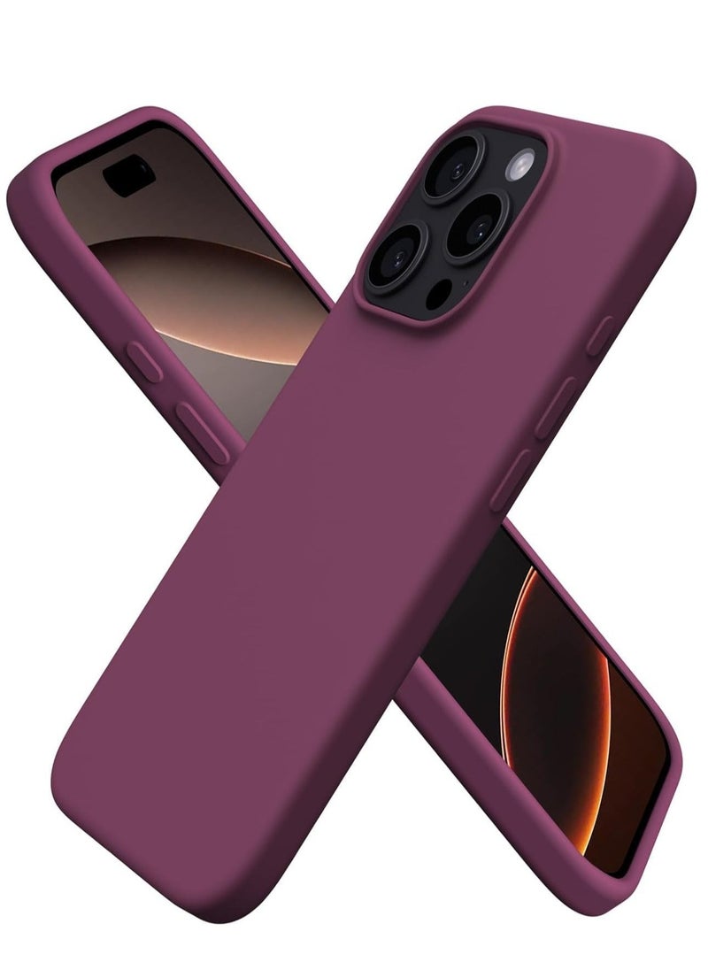 Raxoom iPhone 16 Pro Max Soft Liquid Silicone Gel Case - Full Body Shockproof Protection with Matte Finish & Microfiber Lining (Wine Red) - Image 1