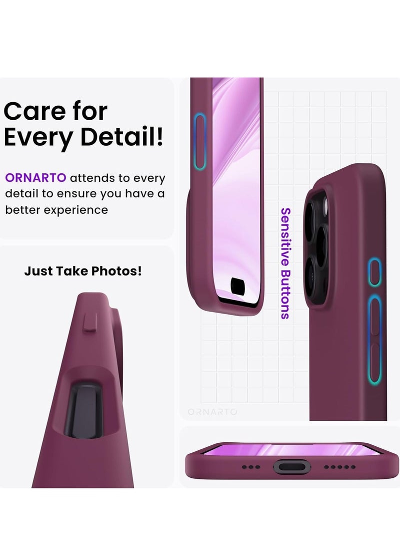 Raxoom iPhone 16 Pro Max Soft Liquid Silicone Gel Case - Full Body Shockproof Protection with Matte Finish & Microfiber Lining (Wine Red) - Image 5