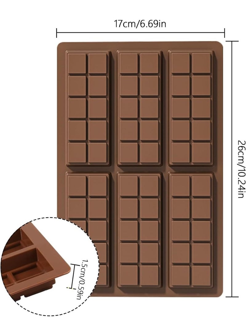 2 Pcs 6 Cavities Chocolate Bar Mold Deep, Square Thick Chocolate Bar Mold Silicone,Thick Silicone Chocolate Bar Mold for Stuffed Chocolate Bar (Square) - Image 2