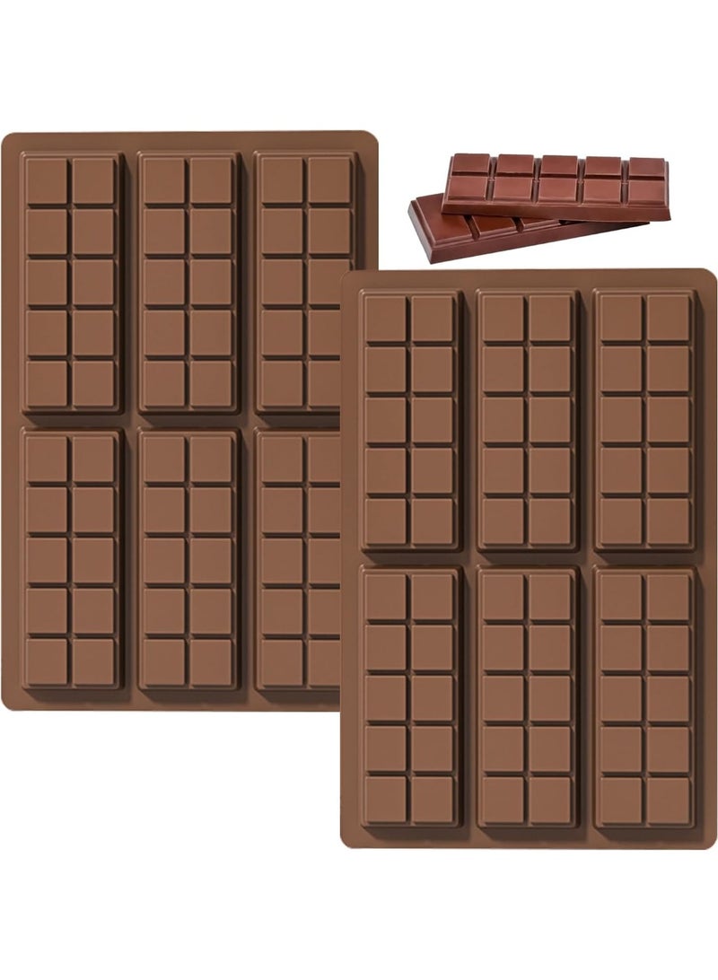 2 Pcs 6 Cavities Chocolate Bar Mold Deep, Square Thick Chocolate Bar Mold Silicone,Thick Silicone Chocolate Bar Mold for Stuffed Chocolate Bar (Square) - Image 1