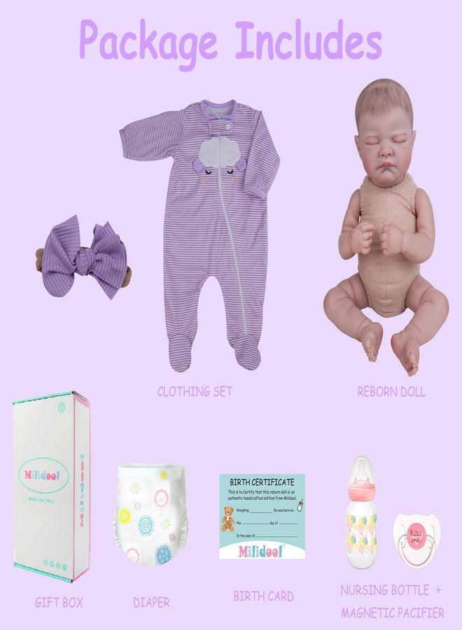 Milidool Realistic Reborn Baby Dolls - 20 Inch Lifelike Newborn Baby Doll Girl Real Life Baby Dolls with Weighted Soft Body Baby Gift with Accessories for 3+ Year Old Kids Girls Gifts, Pretend Play - Image 5