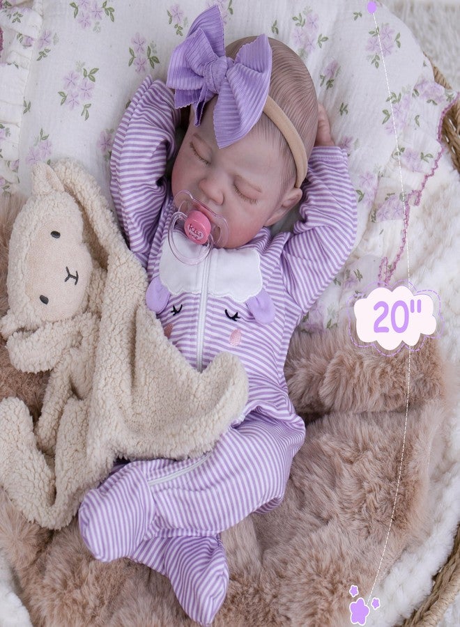 Milidool Realistic Reborn Baby Dolls - 20 Inch Lifelike Newborn Baby Doll Girl Real Life Baby Dolls with Weighted Soft Body Baby Gift with Accessories for 3+ Year Old Kids Girls Gifts, Pretend Play - Image 4