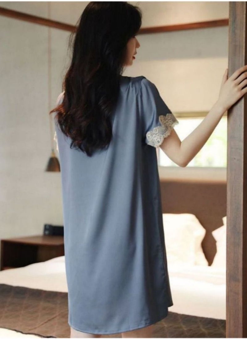 General - European and Korean style lace ice silk loose pajamas - Image 1