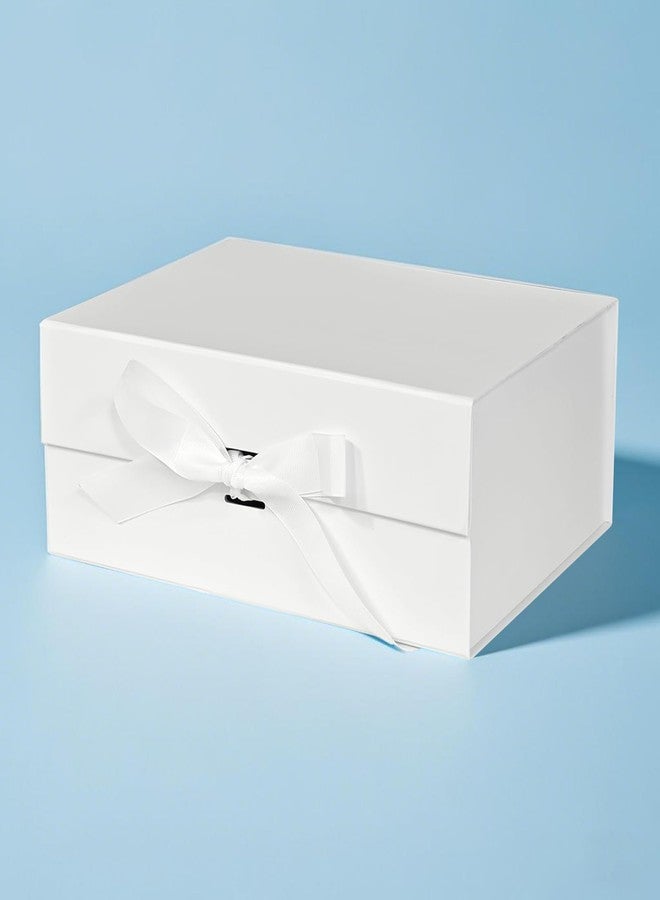 Eeaivnm Magnetic Gift Box with Ribbon,11.4x8.7x4.1 inches Premium Cardboard Gift Packaging for Jewelry,Cosmetics & Small Gifts,Weddings,Bridal Showers,Graduations,Birthdays Gifts all Occasion (White) - Image 1