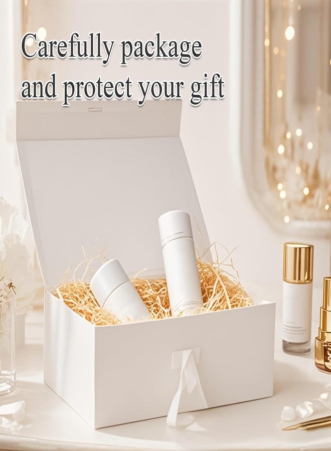 Eeaivnm Magnetic Gift Box with Ribbon,11.4x8.7x4.1 inches Premium Cardboard Gift Packaging for Jewelry,Cosmetics & Small Gifts,Weddings,Bridal Showers,Graduations,Birthdays Gifts all Occasion (White) - Image 2