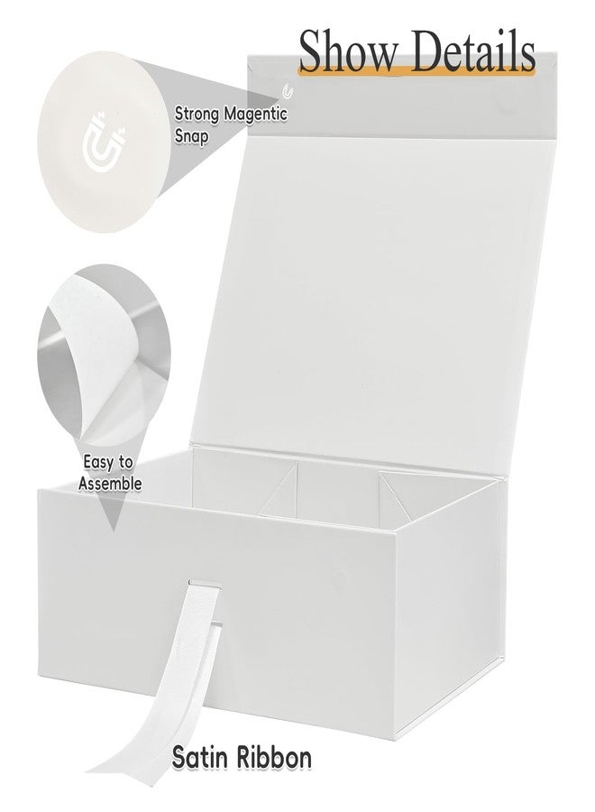 Eeaivnm Magnetic Gift Box with Ribbon,11.4x8.7x4.1 inches Premium Cardboard Gift Packaging for Jewelry,Cosmetics & Small Gifts,Weddings,Bridal Showers,Graduations,Birthdays Gifts all Occasion (White) - Image 5