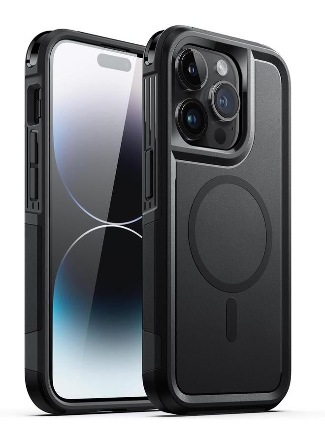 جي تيك جراب لهاتف iPhone 14 Pro Max مقاس 6.7 بوصة متوافق مع Magsafe شديد التحمل بطبقة مزدوجة للحماية القوية ومضاد للصدمات وغطاء مغناطيسي قوي للهاتف باللون الأسود - Image 1