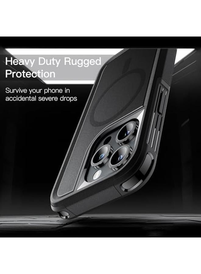 جي تيك جراب لهاتف iPhone 14 Pro Max مقاس 6.7 بوصة متوافق مع Magsafe شديد التحمل بطبقة مزدوجة للحماية القوية ومضاد للصدمات وغطاء مغناطيسي قوي للهاتف باللون الأسود - Image 4
