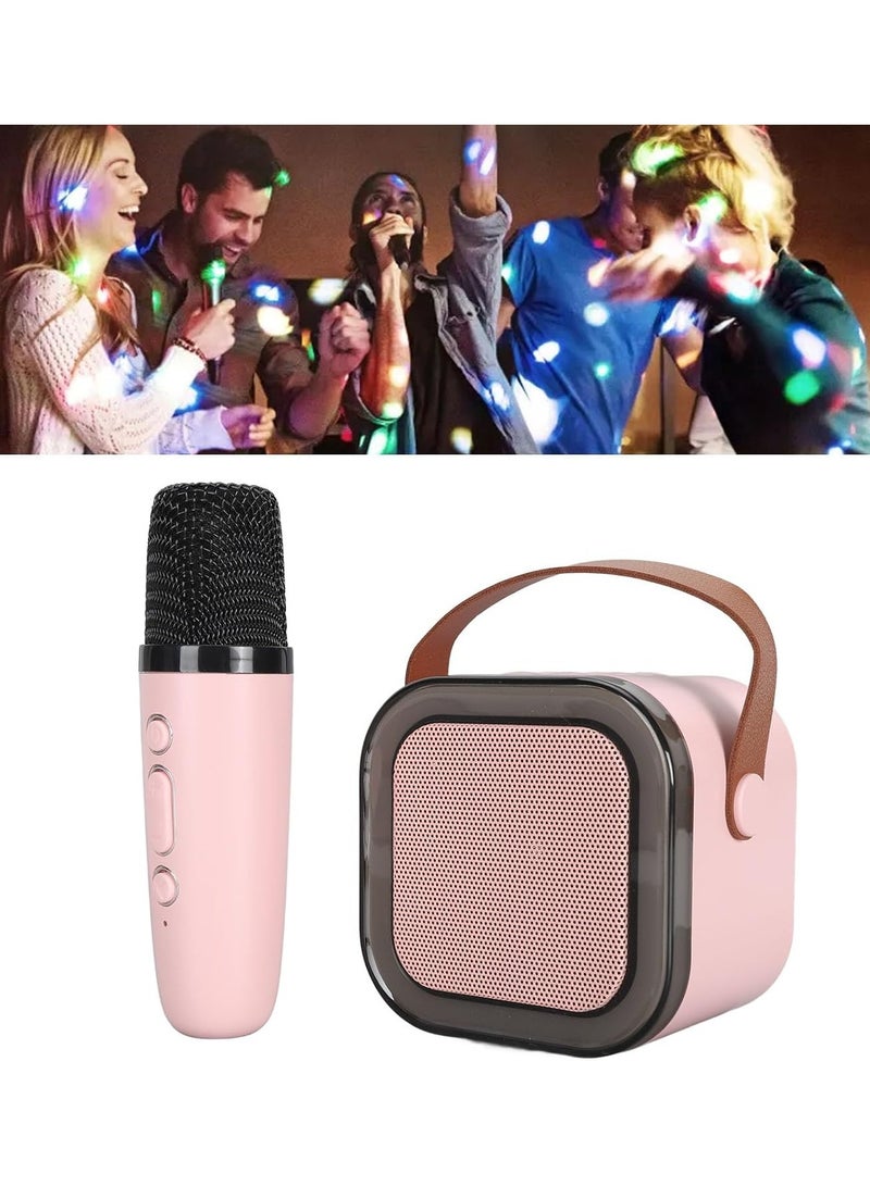 Mini Karaoke Machine, Portable Bluetooth Speaker with Wireless Microphone, Funny Toys for Girls Girls Ages 4-12, Colorful Lights, for Kids Birthday, Home, Portable with Wireless Microphone Pink  - Image 3