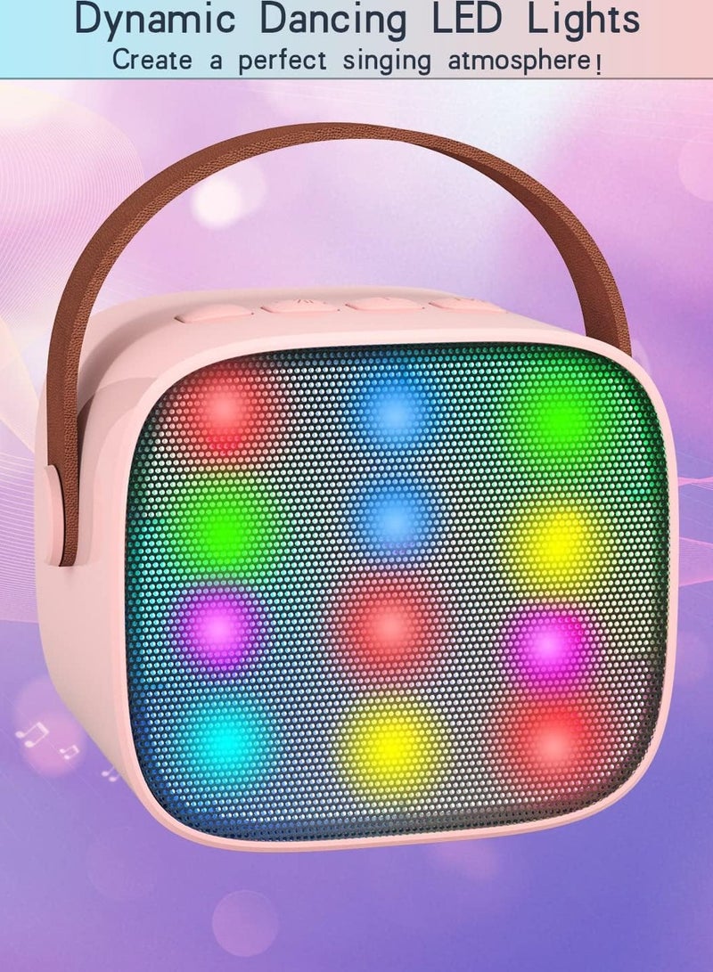 Mini Karaoke Machine, Portable Bluetooth Speaker with Wireless Microphone, Funny Toys for Girls Girls Ages 4-12, Colorful Lights, for Kids Birthday, Home, Portable with Wireless Microphone Pink  - Image 5