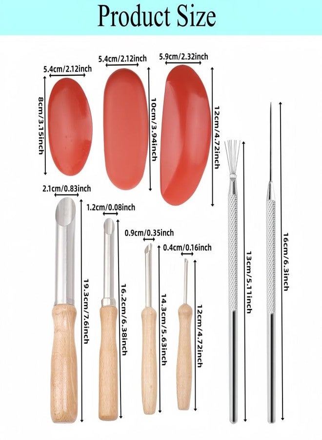 Accfore 3 Sizes Rubber Pottery Clay Ribs+4 Stainless Steel Circular Clay Hole Cutters+1 Clay Ceramic Needle + 1 Feather Wire Texture Detail Tools Crafts for Sculpting Texturing Artists Modeling Potter - Image 2