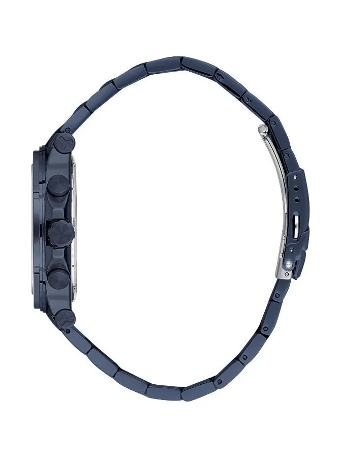 DANIEL KLEIN Men's Stainless Steel Blue Alloy Case Analog Dark Blue Round Sunray Dial Japanese Quartz Exclusive 50 Meters Water Resistant