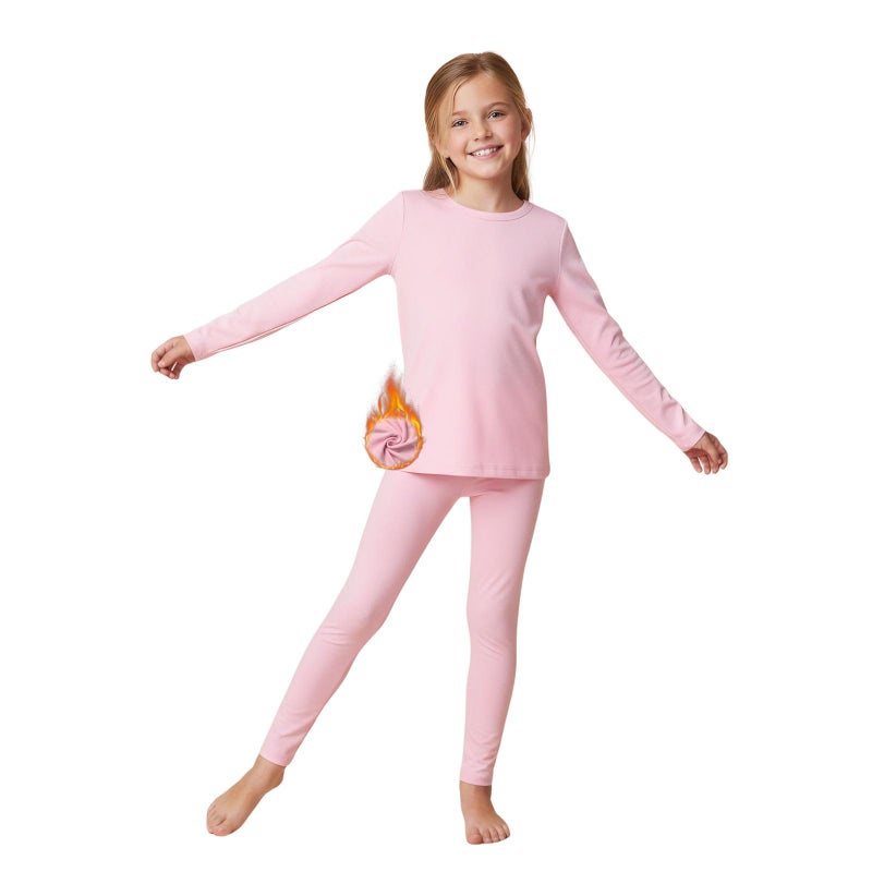 WELAKEN Girls Warm Thermal Underwear Set Kids Winter Base Layer Long Johns Sets for Cold weather/skiing Pink - Image 1