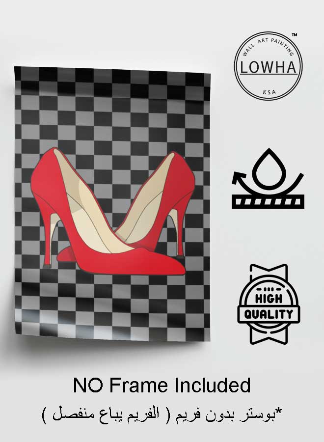 لوحة بوستر ديكور لوحة بدون فريم مع أربع قطع منفصلة من اللاصق ذو الوجهين تصميم كعب عالي غرفة النوم غرفة المعيشة وديكور المكتب - Image 3