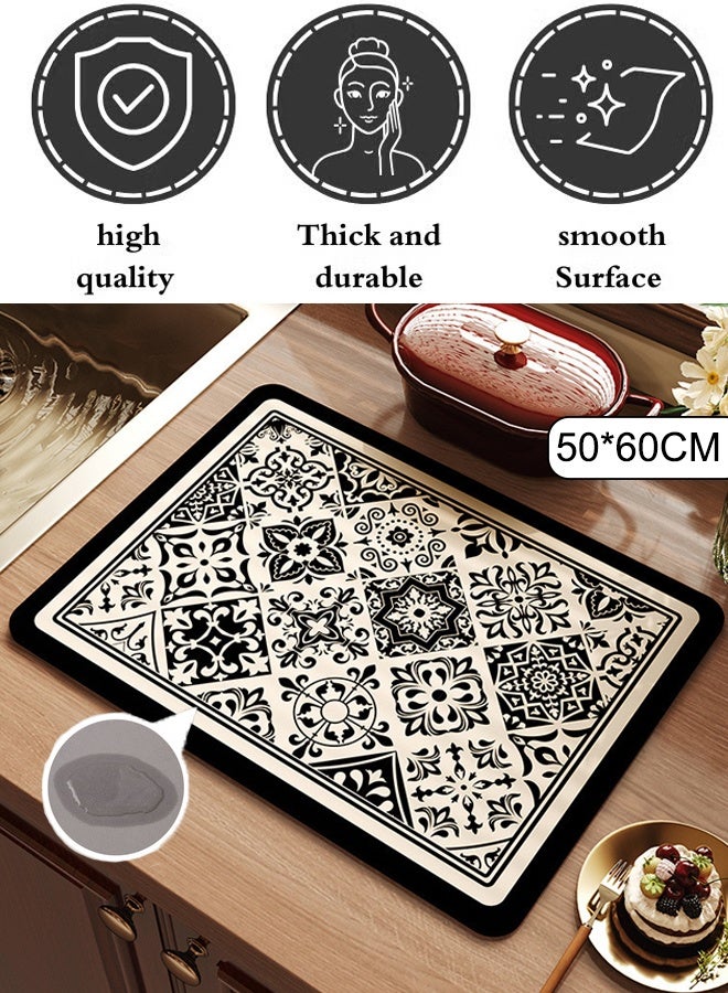 Drain Pad Coffee Mat Table Mat Coffee Machine Drying Mat Non-Slip Rubber Bottom Quick-Drying Mat Coffee Cup Mat Coffee Mug Mat Coffee Bar Mat Kitchen Mat for Coffee Machine, Kitchen, Sink, Tableware  - Image 1