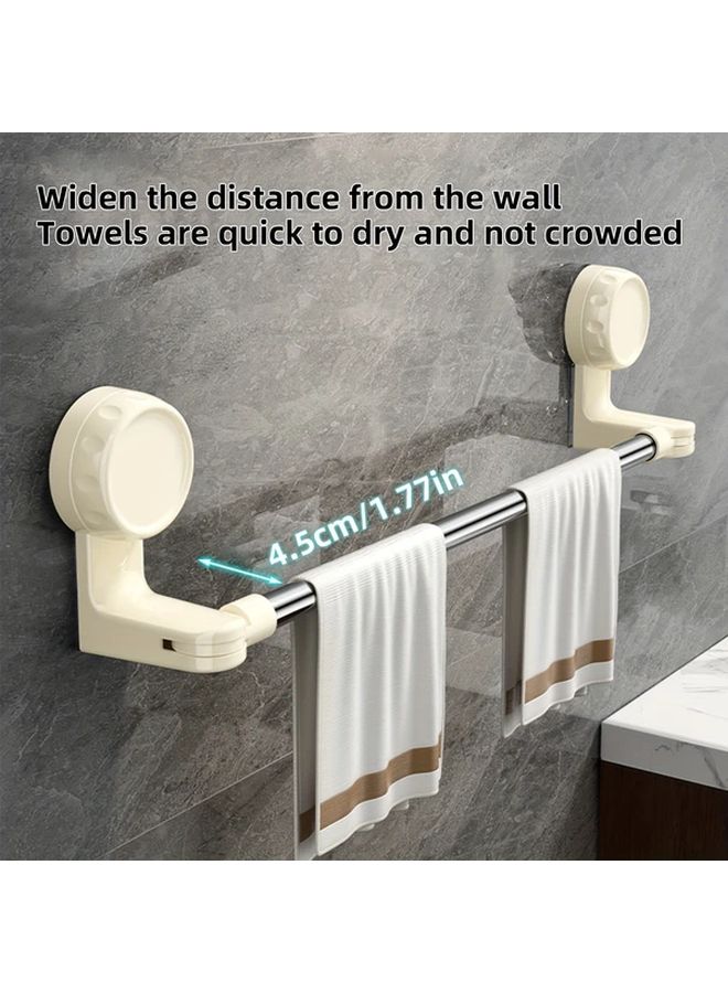 White Extendable Towel Rack With Suction Cup No Drill Wall Mounted Bathroom Storage - Image 2