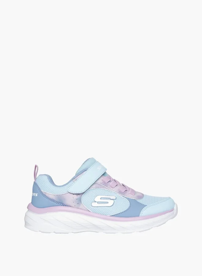سكيتشرز Girl's Panelled Sneakers With Hook And Loop Closure - Boundless