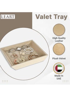 LeArt Leather Jewelry Tray Organizer – Jewelry Organizer | Vanity Tray | Jewelry Organizer Tray | Desk and Bedside Catchall holder for Jewelry, Cosmetics, Keys, Coins, Watches (Cream)  - Image 2