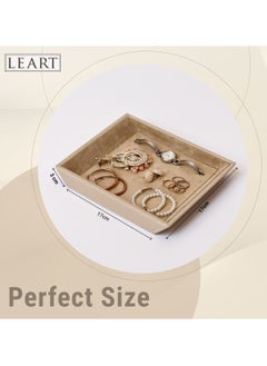 LeArt Leather Jewelry Tray Organizer – Jewelry Organizer | Vanity Tray | Jewelry Organizer Tray | Desk and Bedside Catchall holder for Jewelry, Cosmetics, Keys, Coins, Watches (Cream)  - Image 3
