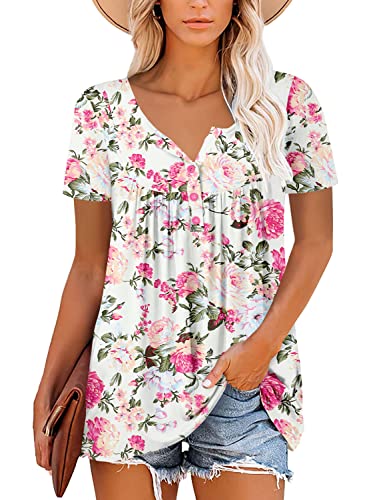 ROSELINLIN Womens Tunic Tops to Wear with Leggings White Shirts Floral Tops & Blouses XXL - Image 2