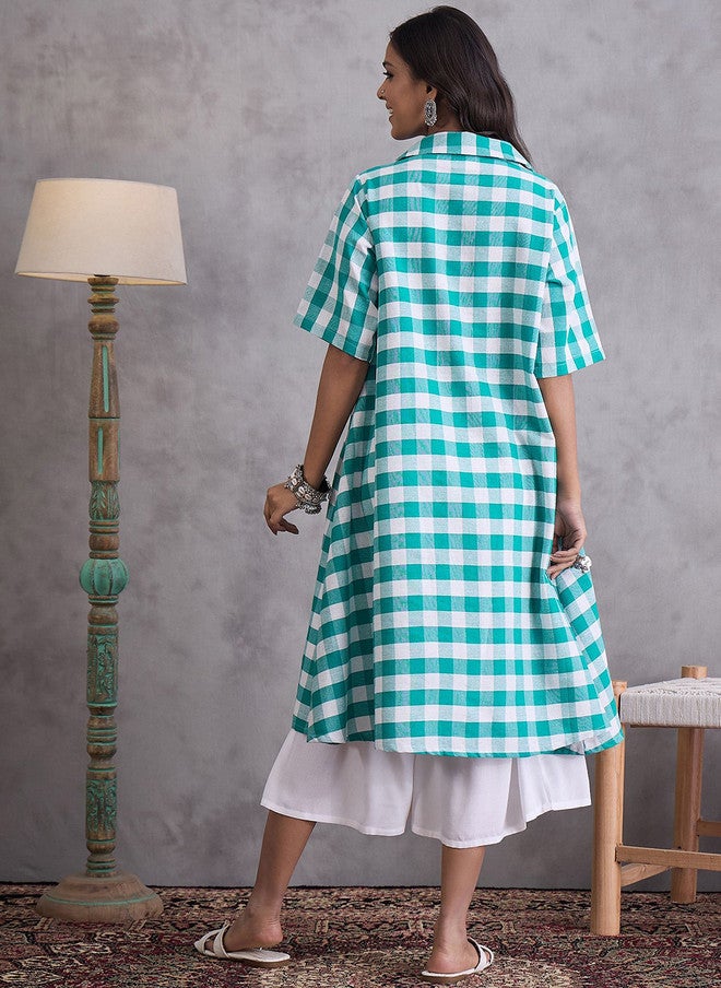 InWeave Checked A-Line Kurta for Women - Image 4