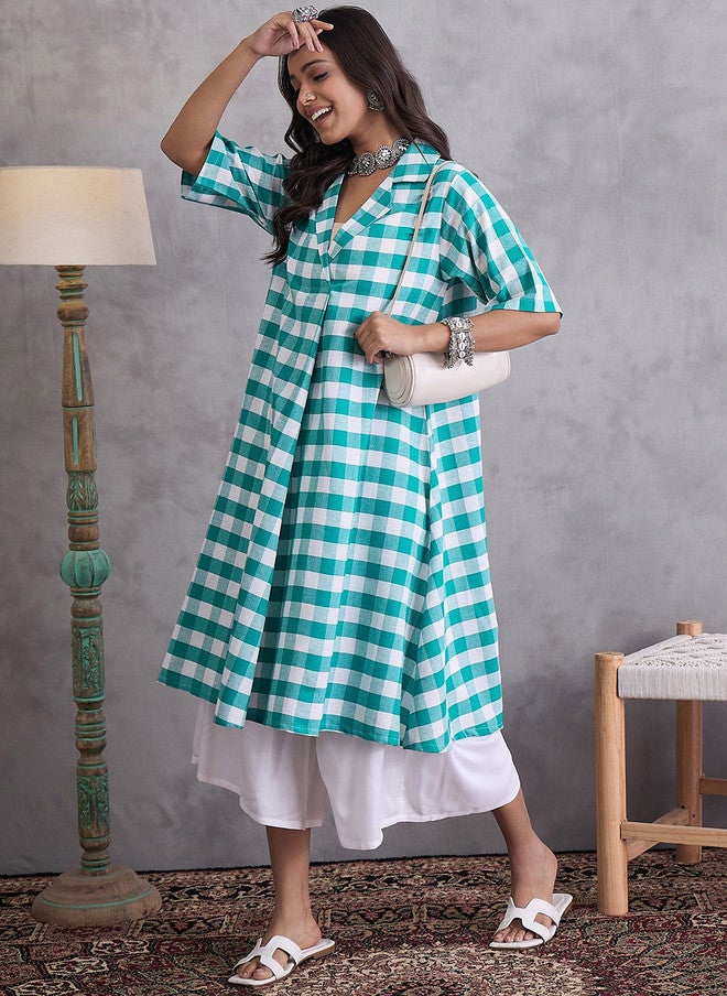 InWeave Checked A-Line Kurta for Women - Image 5